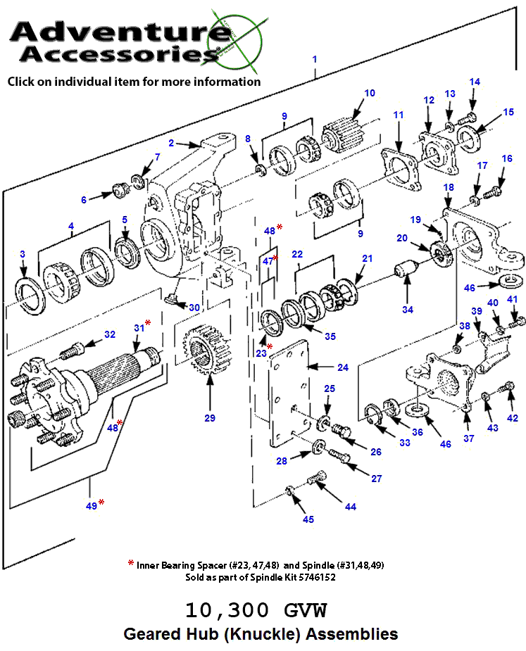 Hummer H1 Geared Hub Parts Drawing.